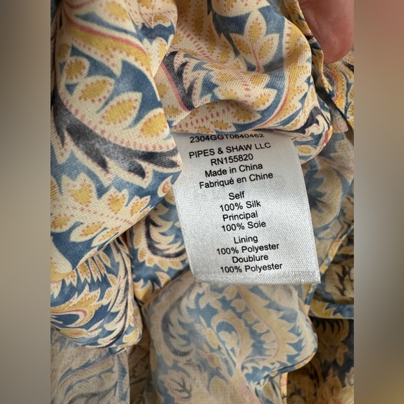 Veronica Beard Womens Arienne Yellow Blue Paisley Halter Top Sz 10 Peplum hem - Picture 7 of 7